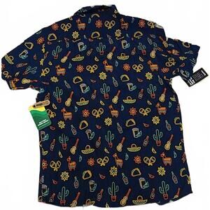 Tipsy Elves Flashy Fiesta Hawaiian Shirt Men's Beach Wear Floral Top Size Medium